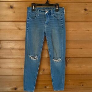 American Eagle Dream Jean High Waisted Ripped Jegging Size 0 Extra Short